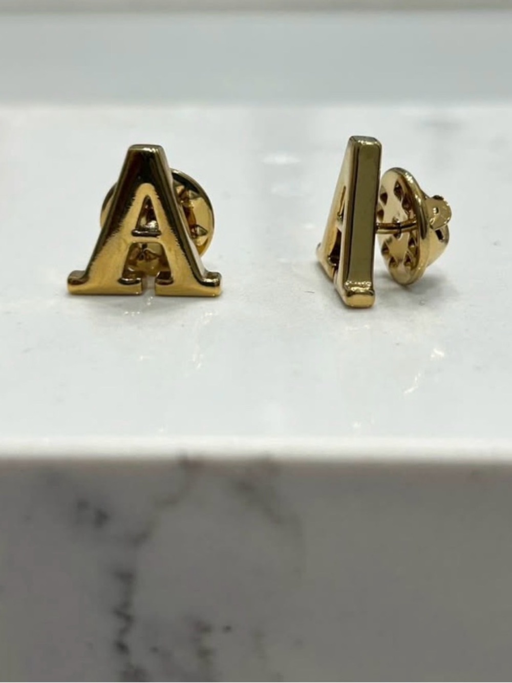 Letter 'A' Lapel Pins Gold color